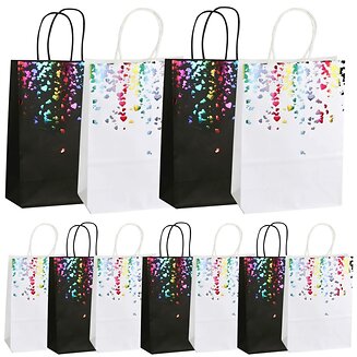 Fako Bijoux - 24 Papieren Uitdeeltasjes Rainbow Mix - 15x8x21cm - Stevig Papier - Traktatie Zakjes - Papieren Tasjes - Cadeau Zakjes - Uitdeelzakjes - Regenboog Hart Print Mix - Kraftpapier - 24 Stuks