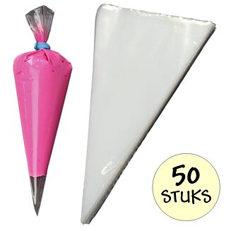 Fako Bijoux - 50x Wegwerp Spuitzak Polyethyleen - Icing Bag - Puntzak - Snoepzak -  30x16cm - Traktatie Zak - Snoepzak - Extra Stevig - 16x30cm - 50 Stuks