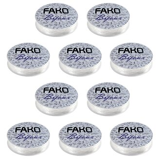 Fako Bijoux - 10 Rollen Elastisch Nylon Draad - Sieraden Maken - 0.6mm - 10x15 Meter - Transparant - 10 Stuks