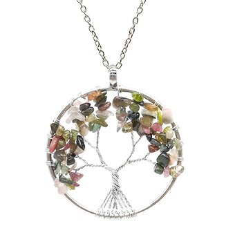 Fako Bijoux - Ketting - Chakra Reiki - Levensboom XL - Indiase Agaat - Multicolor