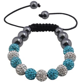 Fako Bijoux - Armband - Disco Dots - Deluxe - Turquoise/Wit