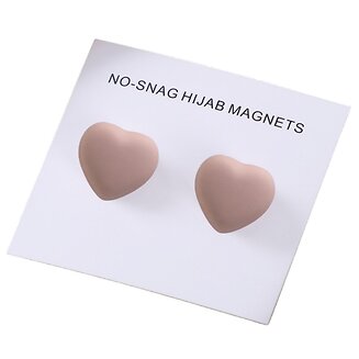 Fako Bijoux - 2x Magnetische Broche Hart - Hoofddoek Magneet - Sjaal - Hijab - Abaya - 14mm - Set 2 Stuks - Mat Beige