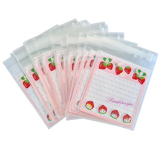 Fako Bijoux - 100x Uitdeelzakjes - Cellofaan Plastic Traktatie Kado Zakjes - Snoepzakjes - Aardbei - 10x10cm