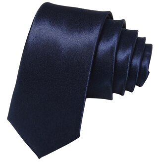Fako Fashion - Skinny Stropdas - Effen - 145cm - Navy Blauw