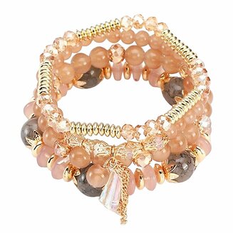 Fako Bijoux - Armband Set - Boho - Bohemian - Obelisk - Beige
