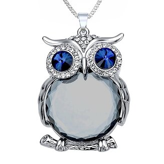 Fako Bijoux - Ketting - Uil - Spiegel XXL - Grijs