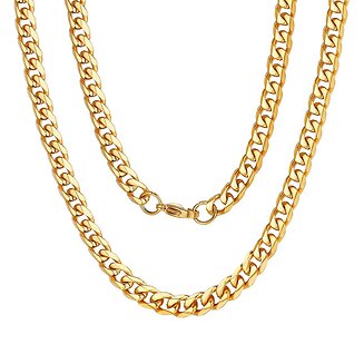 Fako Bijoux - Schakelketting Staal - RVS - Gourmette - Cuban Link - 7.5mm - 45cm - Goudkleurig