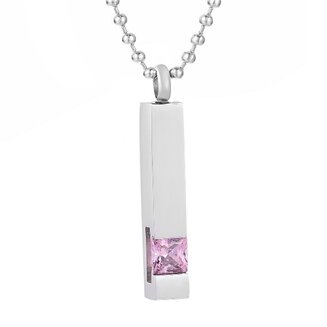 Fako Bijoux - Ketting - Ashanger / Assieraad - Pilaar Zirkonia - Roze