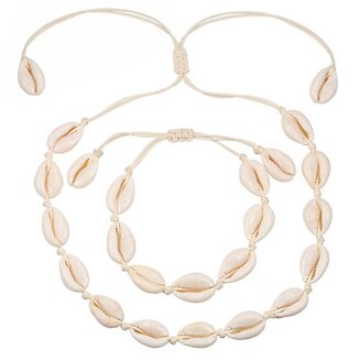 Fako Bijoux - Schelpjes Ketting & Armband - Choker - Schelpen Set - Wit