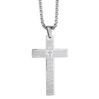 Fako Bijoux - Cubaans Kruis Voor Mannen - Ketting Met Kruis - Heren Ketting - Holy Cross - 34x49mm - 50cm - 2mm - Stainless Steel - RVS - Staal - Zilverkleurig