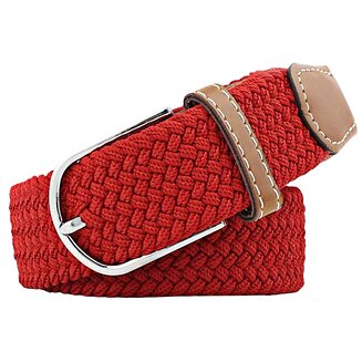 Fako Fashion - Elastische Riem - Canvas - Gevlochten - 105cm - 33mm - Rood