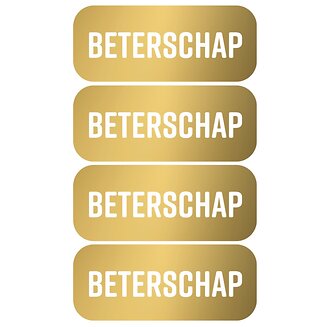 30x Sticker Beterschap - Goud - Wit - Sluitsticker - Sluitzegel - Sticker Presentje - Enveloppe - Cadeau - Gift - Cadeauzakje - Traktatie - Leuk inpakken - Sticker - 38x16mm - 30 Stuks
