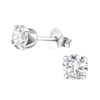 Fako Bijoux - Oorbellen - 925 Zilver - Zirkonia - 5x5mm - Zilverkleurig