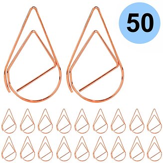 Fako Bijoux - 50x Paperclip Druppel Rosé Goud - Druppelvormige Rosé Goudkleurige Paperclips - Clip Waterdrop Rosé Goud - Sluitclip - Paperclip - Papierklem - Cadeauverpakking - Trouwen - Geboorte - 2.5cm - 50 Stuks
