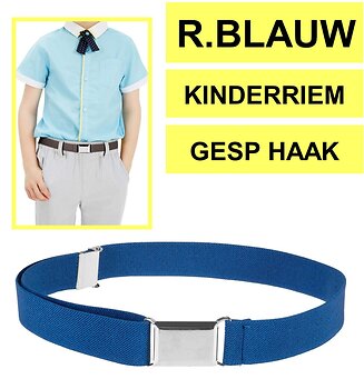 Fako Fashion - Kinderriem Elastisch Gesp - Elastische Riem Voor Kinderen - Rekbare Riem - Broekriem - Stretch Riem - Royal Blauw