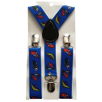 Fako Fashion - Kinder Bretels - Print - Voertuig - 65cm - Blauw