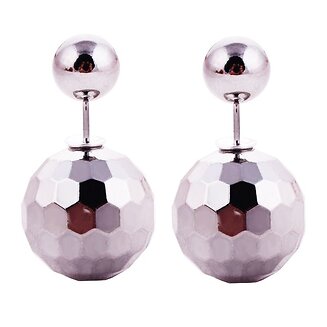 Fako Bijoux - Oorbellen - Double Acrylic Dots - Zilverkleurig