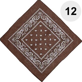 Fako Fashion - Bandana - Hoofddoek - Mondbescherming - Zakdoek - Paisley - Bruin - 12 Stuks